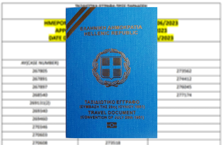 جوازات سفر للاجئين جاهزة للتسليم من 27/11/2023 حتى 1/12/2023 في أثينا 